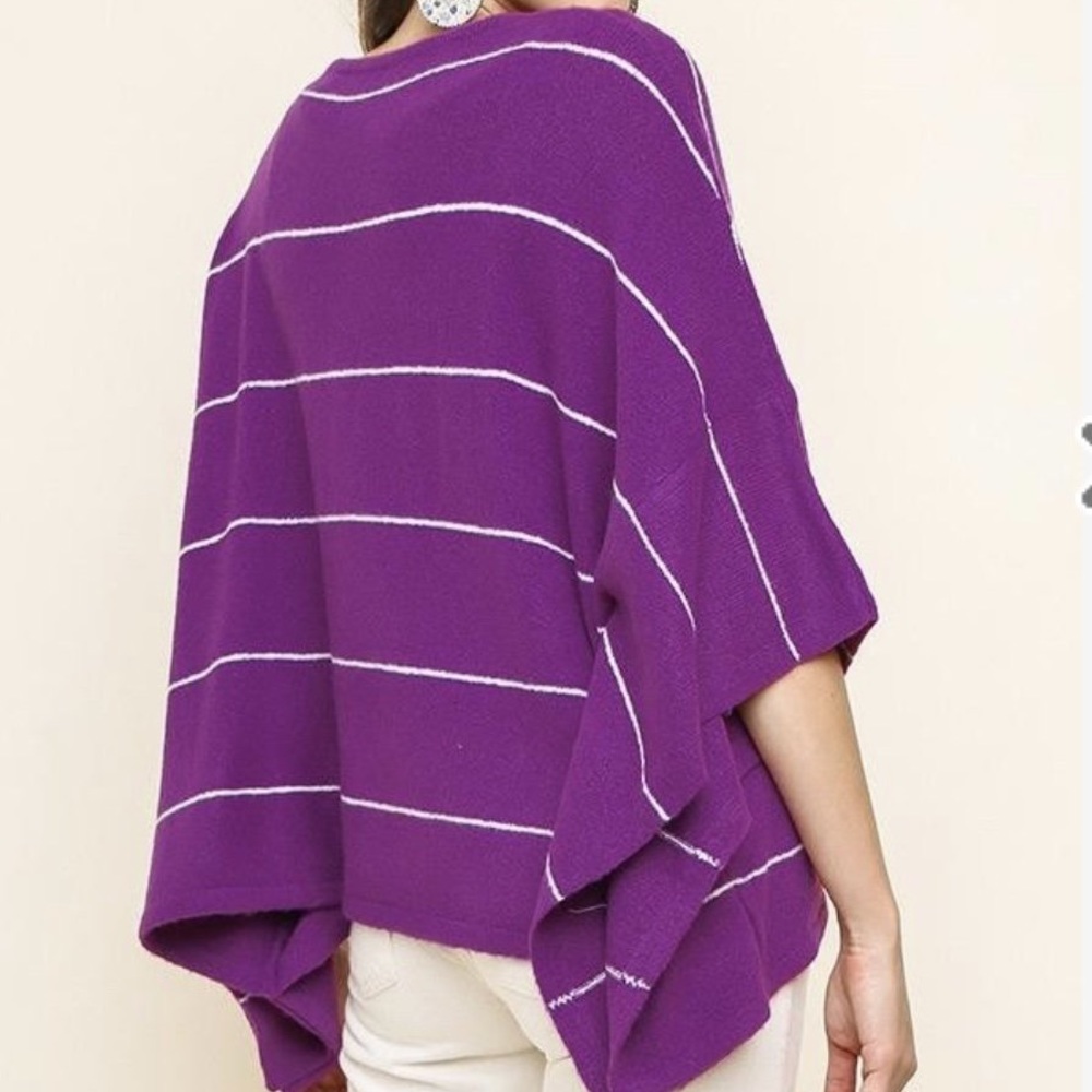 Umgee Magenta Striped Sweater - Picture 2 of 2